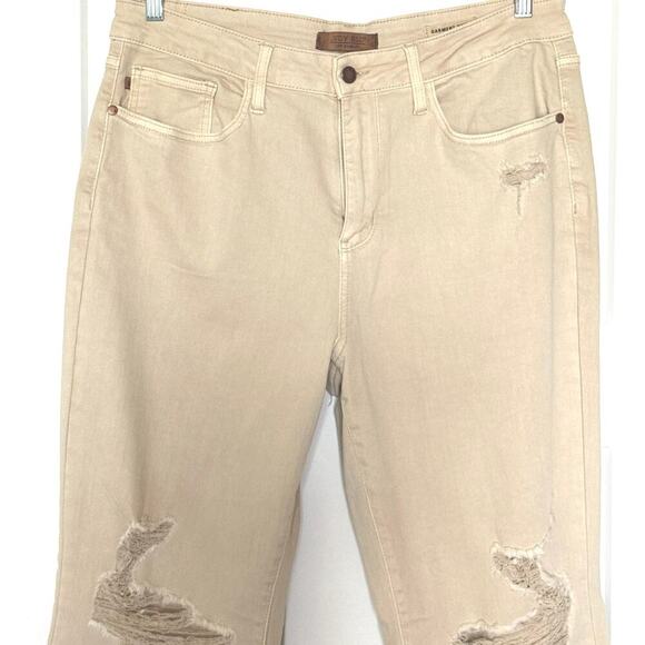 NEW Judy Blue High Waist Garment Dyed Destroyed 90s Straight Bone Stretch Sz 18W - Picture 8 of 16